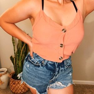 Pink button up tank